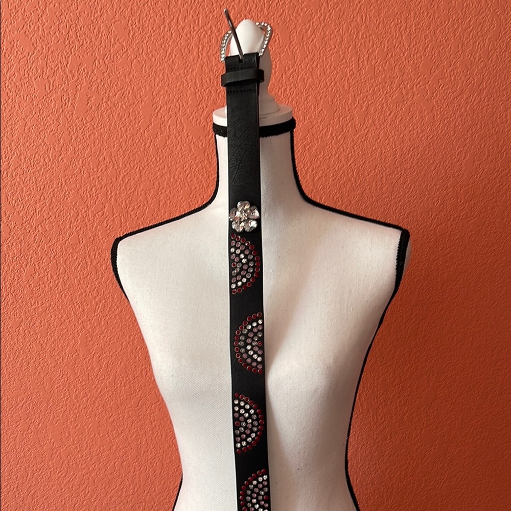 Black and Red Embellished Women's Belt